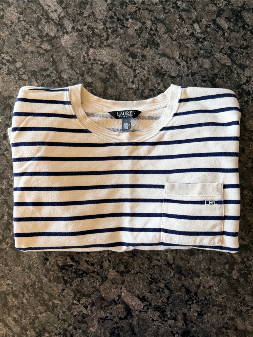 Lauren Ralph Lauren Striped Sweatshirt Size M Oversized French Terry Nautical